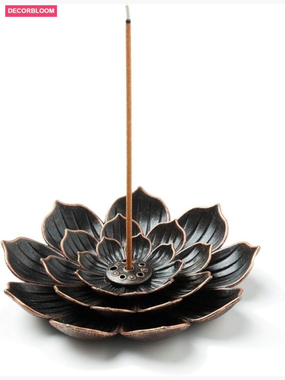 Brass Lotus Incense Holder with Detachable Ash Catcher, 3.5"